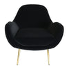 Laura Occasional Chair with Gold Legs -Black